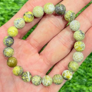 Natural SERPENTINE Bracelet Stretch Fit | 8MM Stone Beads | Hand Made Bracelet Jewellery