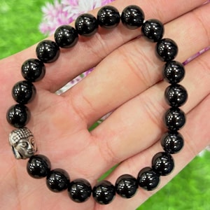 Natural Black Tourmaline Bracelet Stretch Fit | 8MM Stone Beads | Hand Made Bracelet Jewellery