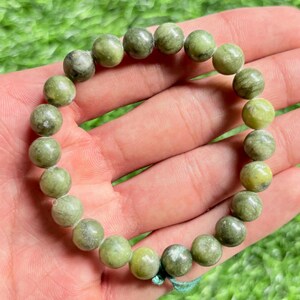 Natural Green Jade Bracelet Stretch Fit | 8MM Stone Beads | Hand Made Bracelet Jewellery