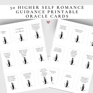 Romantiek Oracle Deck, hogere zelfbegeleidingsberichten, afdrukbaar Oracle Deck, Tarot Deck, liefdesberichten, goddelijke vrouwelijke energie, 50 kaarten