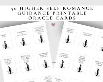 Romance Oracle Deck, Higher Self Guidance Messages, Printable Oracle Deck, Tarot Deck, Love Messages, Divine Feminine Energy, 50 cards