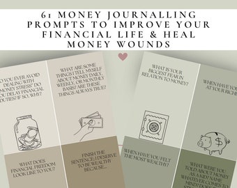 Money Journalling Prompt Cards to Improve your Financial Life, Create abundance mindset, Healing Cards, therapy tool, affirmation cards, 61