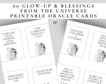 Glow Up Oracle Deck: 60 Universe Blessings Cards (Printable)