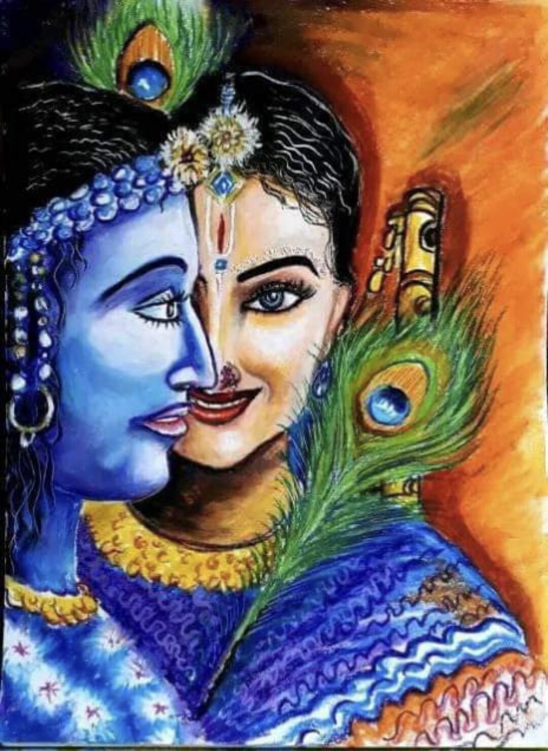 Radha and Krishna Hand Made Art for Digital Print for Wall Etsy