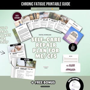 Plan de autocuidado imprimible para EM/SFC - Guía de ritmo energético para POTS - Planificador de recuperación de fatiga crónica - Diario de sanación suave (PDF)