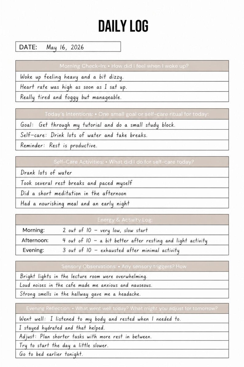 ME/CFS Self Care Planer Printable | POTS Energie Pacing Anleitung | Chronische Müdigkeit Support Journal | Sanfter Alltags-Tracker Bild 17