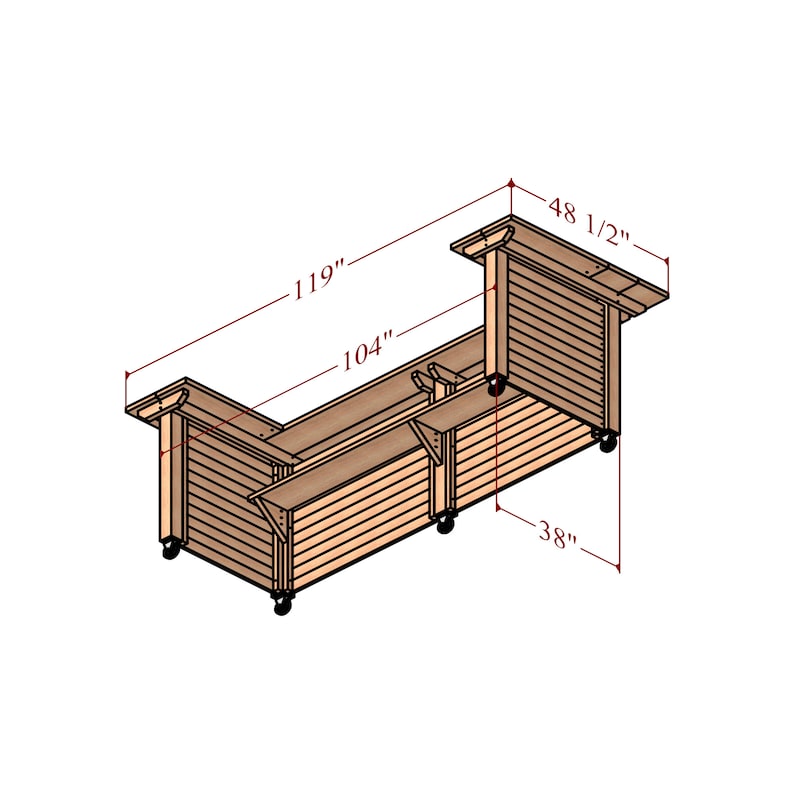 12ft Diy Outdoor Bar Plans With Wheels Etsy