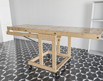 Folding workbench with 3 shelf plan, diy plans for transforming workbench