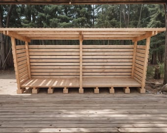 Plano de cobertizo para leña (DIY), cobertizo para almacenar leña (DIY), plano para leña en el patio trasero