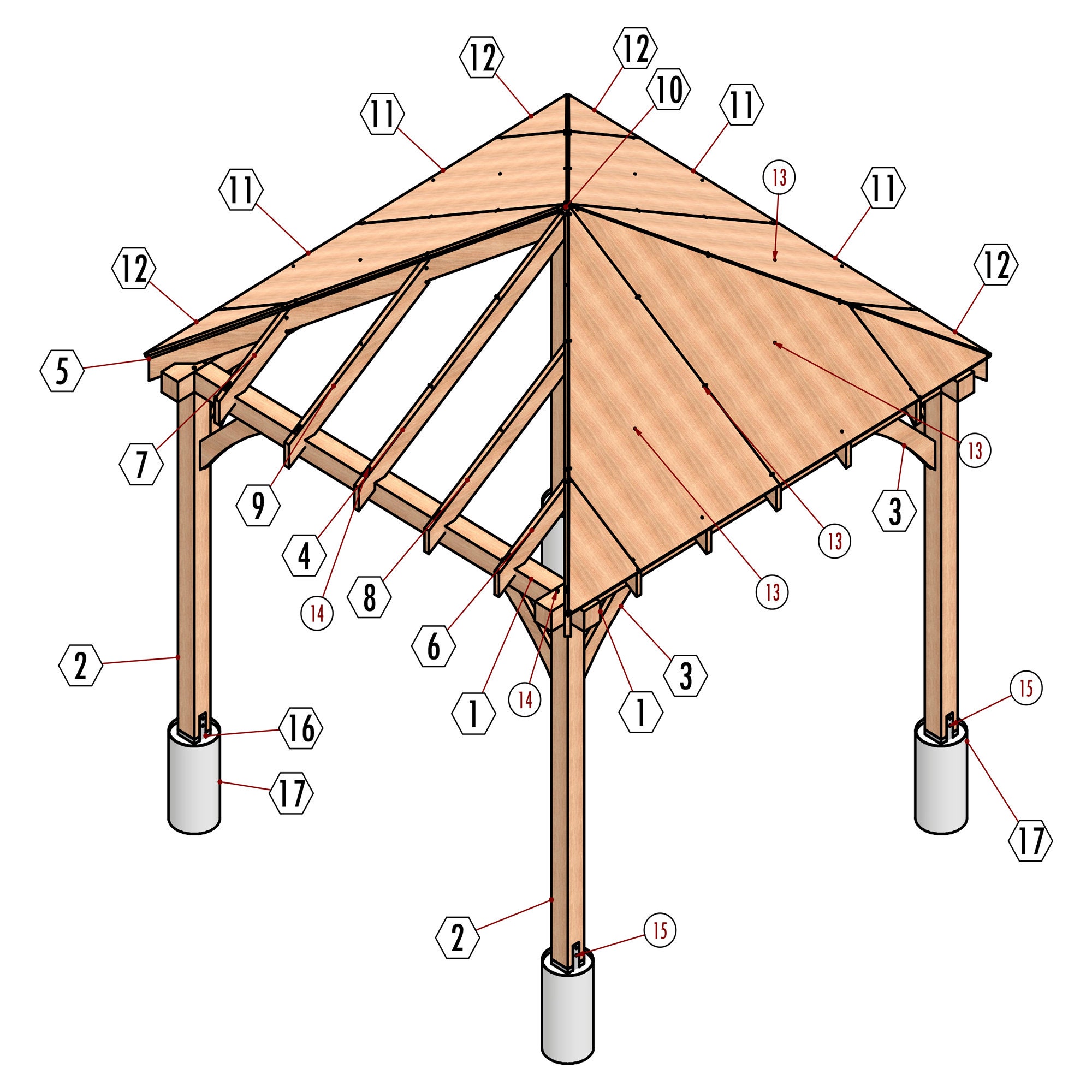 Diy Gazebo, Diy Gazebo Plans, Diy Pergola Plans, Gable Shed Plan - Etsy