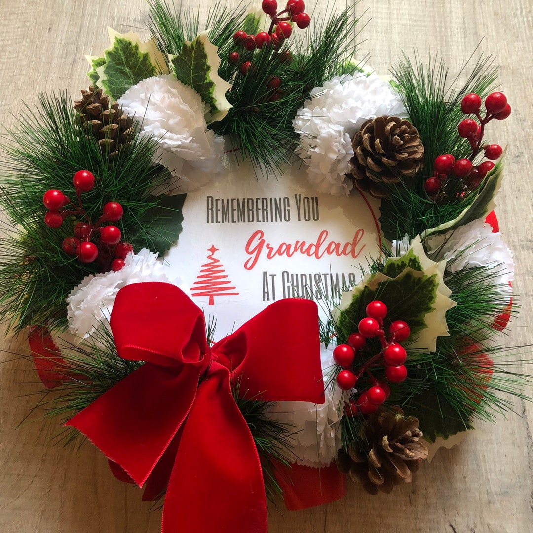 Dad Artificial Funeral Flower Christmas Wreath Customised Name Etsy UK