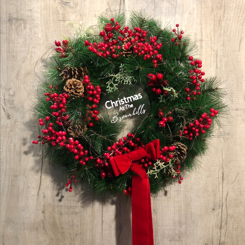 Office Door Wreath Business Name Logo Work Christmas Wreath Etsy Canada