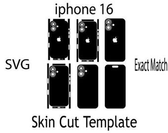 SVG Apple iPhone 16  Skin Template - full wrap skin cutting template SVG, silhouette, cricut Vector Cut File