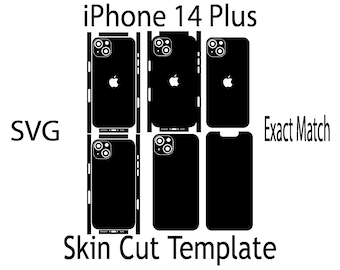SVG Apple iPhone 14 Plus  Skin Template - full wrap skin cutting template SVG, silhouette, cricut Vector Cut File