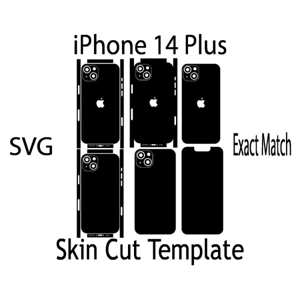 SVG Apple iPhone 14 Plus  Skin Template - full wrap skin cutting template SVG, silhouette, cricut Vector Cut File