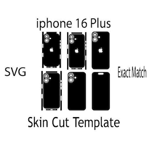 SVG Apple iPhone 16 Plus  Skin Template - full wrap skin cutting template SVG, silhouette, cricut Vector Cut File