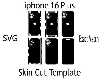 SVG Apple iPhone 16 Plus  Skin Template - full wrap skin cutting template SVG, silhouette, cricut Vector Cut File
