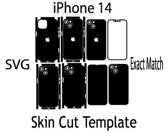 SVG Apple iPhone 14   Skin Template - full wrap skin cutting template SVG, silhouette, cricut Vector Cut File