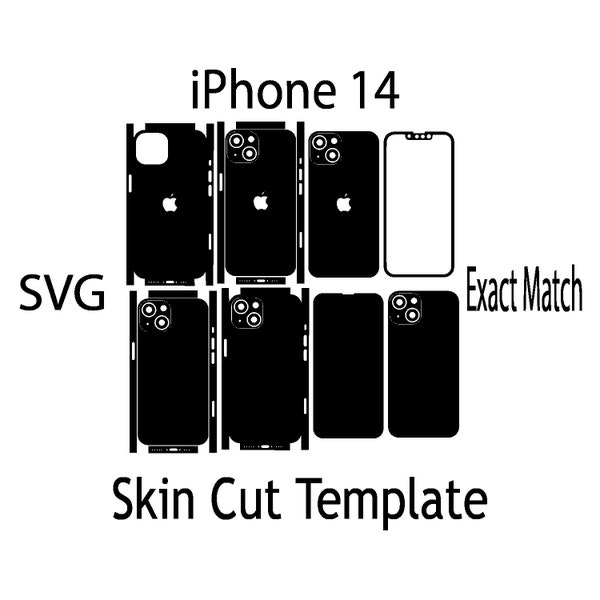 SVG Apple iPhone 14   Skin Template - full wrap skin cutting template SVG, silhouette, cricut Vector Cut File