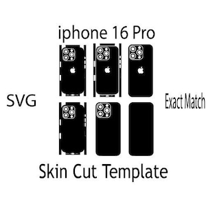 SVG Apple iPhone 16 pro   Skin Template - full wrap skin cutting template SVG, silhouette, cricut Vector Cut File