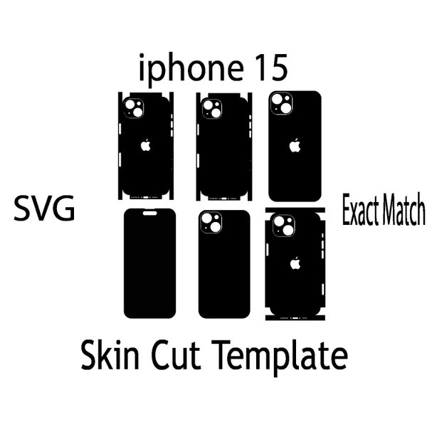 SVG Apple iPhone 15   Skin Template - full wrap skin cutting template SVG, silhouette, cricut Vector Cut File