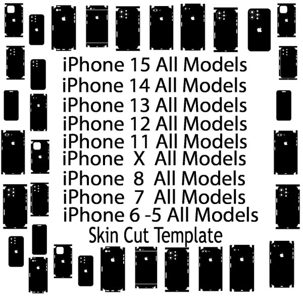 SVG Apple iPhone All Bundle Skin Template - modello di taglio della pelle a avvolgimento completo SVG, silhouette, cricut Vector Cut File