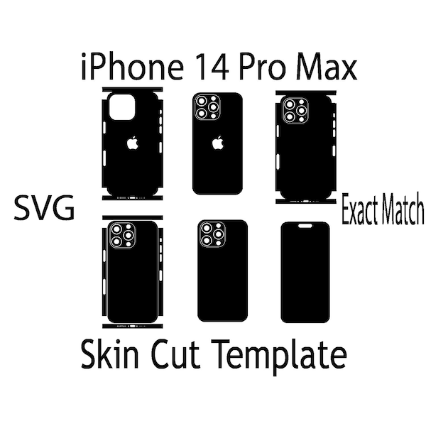 SVG Apple iPhone 14 pro max  Skin Template - full wrap skin cutting template SVG, silhouette, cricut Vector Cut File