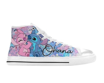 Stitch and Angel Zapatos altos personalizados unisex para adultos y niños