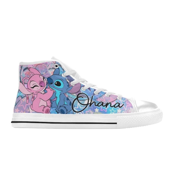 Stitch and Angel Custom High Top Shoes Unisex Adult and Kids