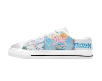 Frozen Elsa and Anna Custom Low Top Shoes Unisex Adult and Kids