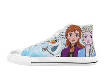 Elsa and Anna Custom High Top Shoes Unisex Adult and Kids