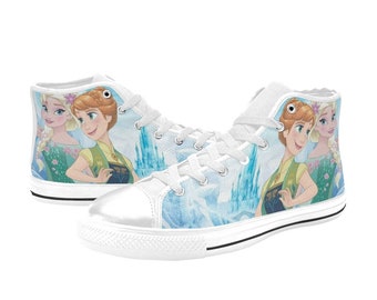 Elsa and Anna Custom High Top Shoes Unisex Adult and Kids