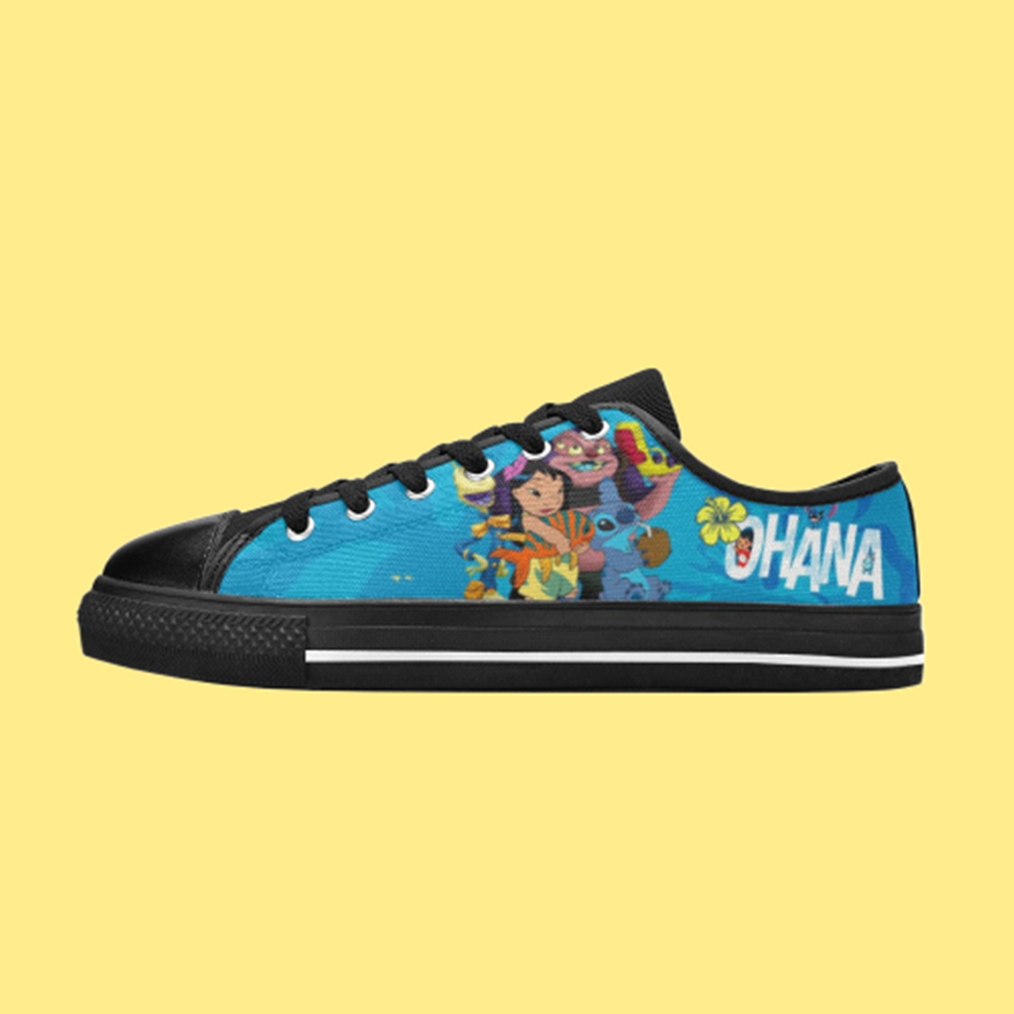 Low Top Shoes Canvas Lilo and Stitch Ohana Family Movie Low Top Sneakers