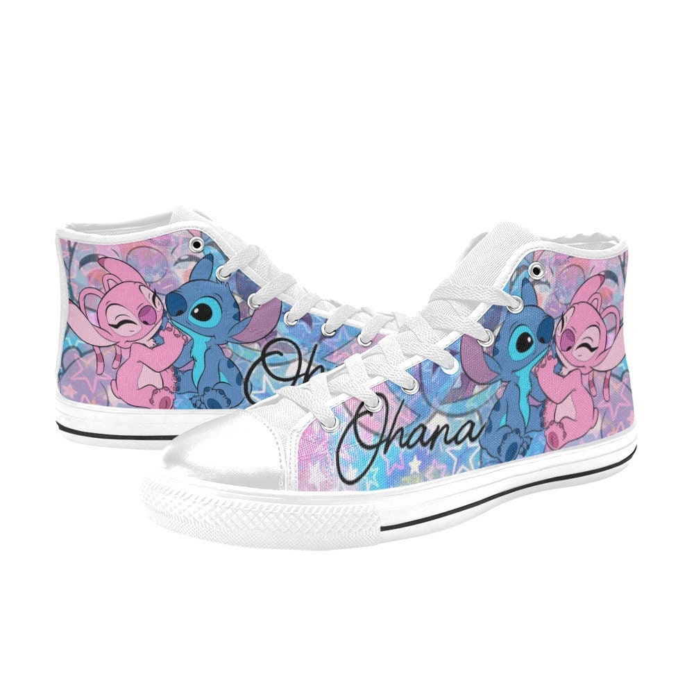 Scarpe alte Stitch & Angel, scarpe unisex personalizzate per bambini e adulti