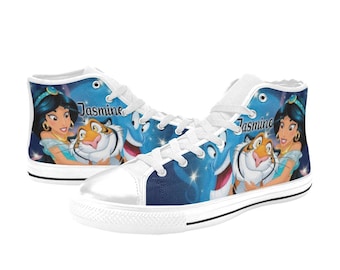 Princess Jasmine Aladdin Custom hoge schoenen, uniseks volwassenen en kinderen