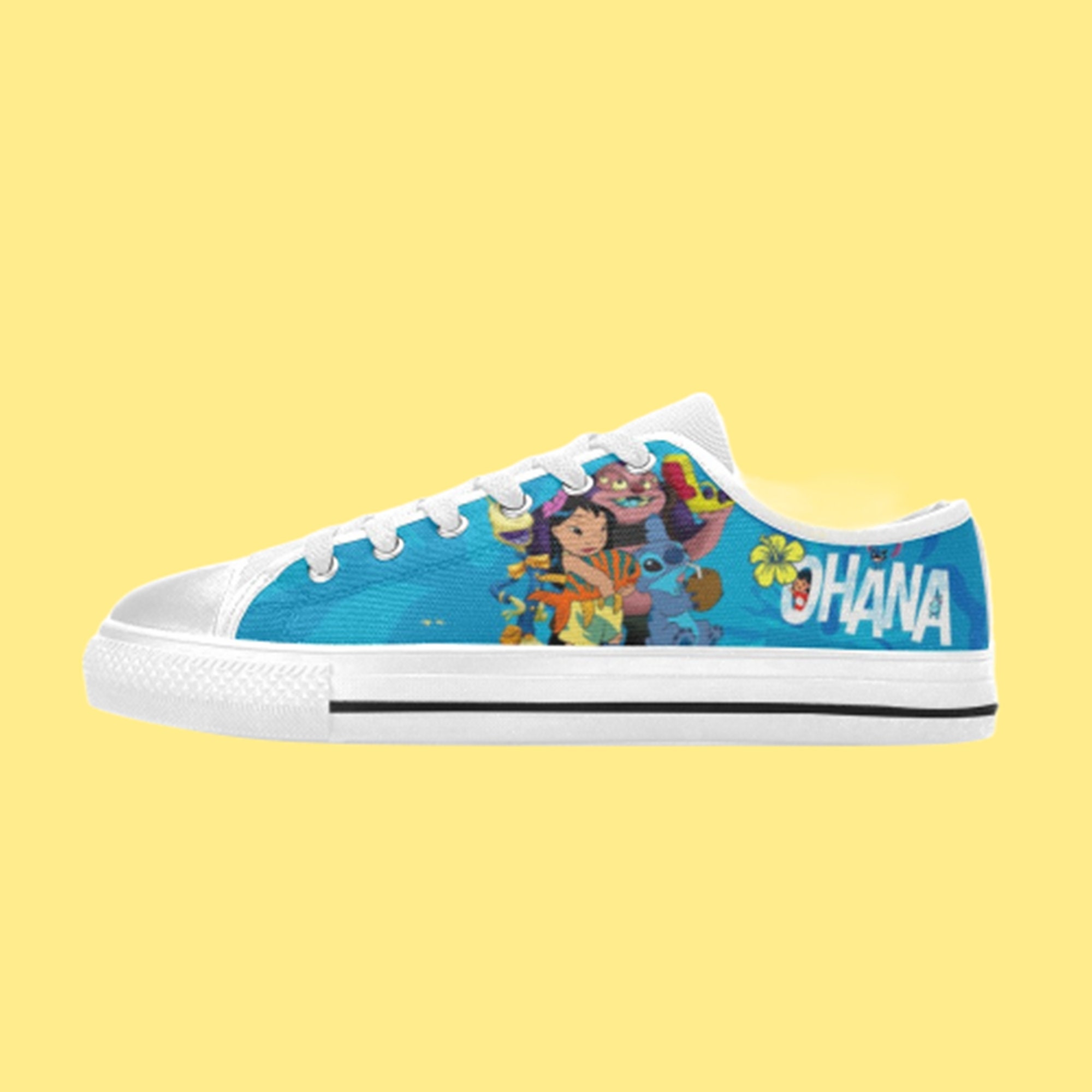 Low Top Shoes Canvas Lilo and Stitch Ohana Family Movie Low Top Sneakers