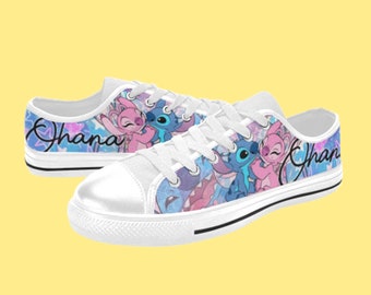 Stitch & Angel Low Top Shoes, Custom Unisex Kids and Adult Shoes