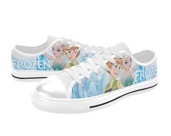 Zapatos bajos de lona personalizados de Elsa y Anna - Hechos a mano