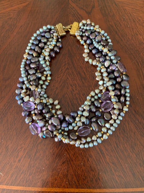 JADED Genuine Pearl and Amethyst Necklace - image 8