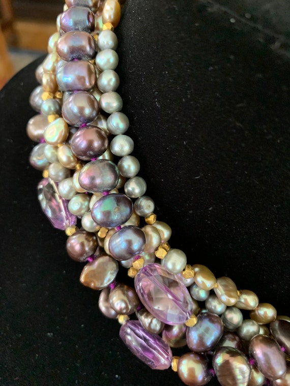 JADED Genuine Pearl and Amethyst Necklace - image 5