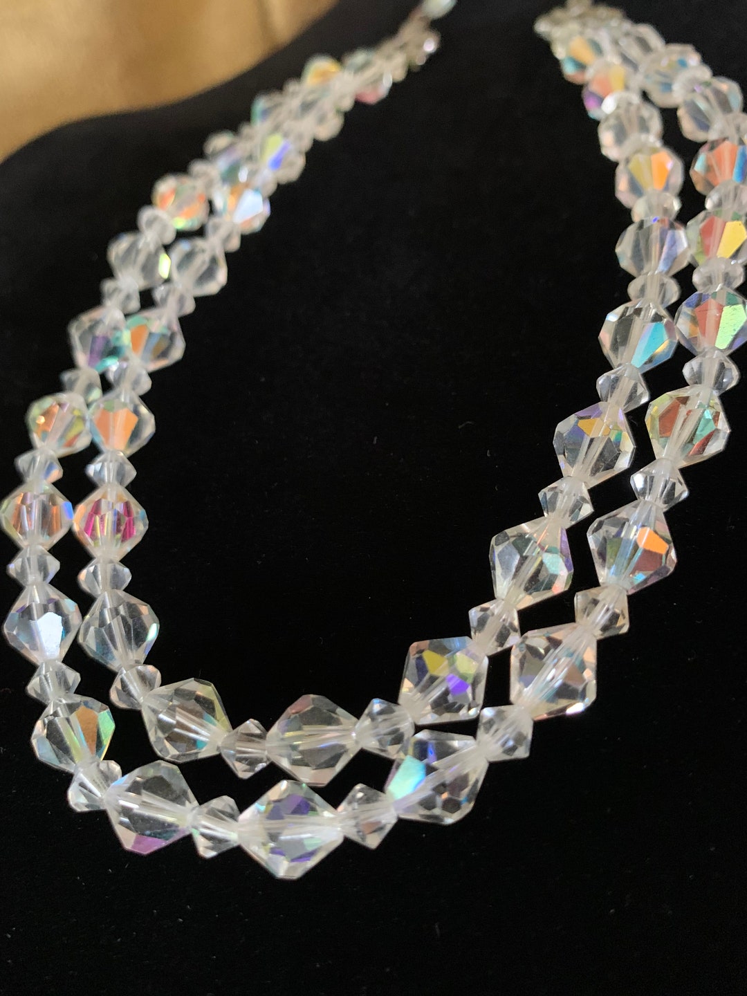 Vintage Austrian Aurora Borealis Crystal Necklace - Etsy