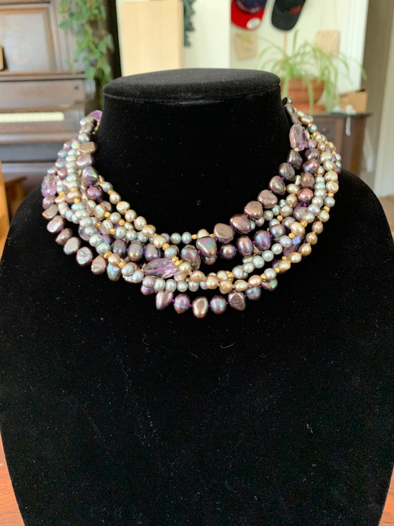 JADED Genuine Pearl and Amethyst Necklace
