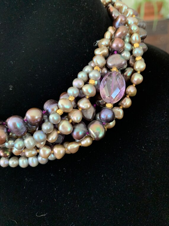 JADED Genuine Pearl and Amethyst Necklace - image 4
