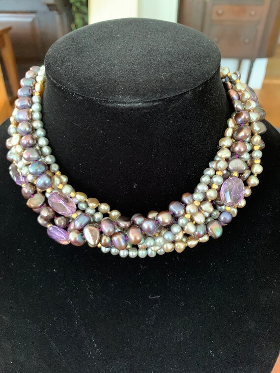 JADED Genuine Pearl and Amethyst Necklace - image 3