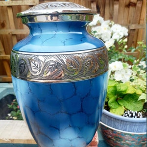 Double Size (400cu) Companion Cremation / Memorial Urn for Ashes - Blue Cloud