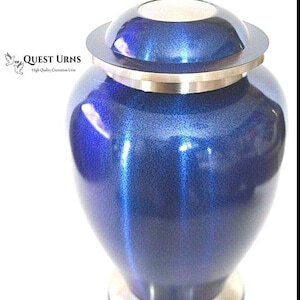 Brass Adult Cremation Urn for Ashes - Blue Avondale