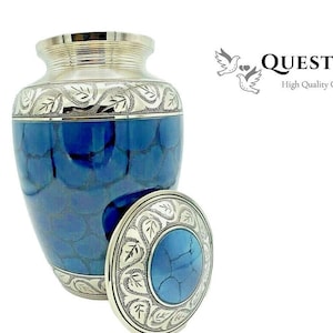 XL Brass Cremation / Memorial Urn for Ashes (300 Cu / 21.5 Stone /136kg) - Blue Cloud