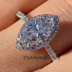 Marquise Cut Classic Engagement Ring Moissanite Diamond Ring Wedding Ring Marquise Promise Ring 14K Solid Gold Anniversary Ring For Women