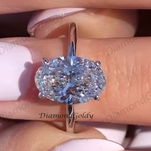 3.5 CT Oval Cut Moissanite Engagement Ring Oval Solitaire Wedding Ring 14K Solid Gold Ring Promise Ring For Her Anniversary Gift Ring