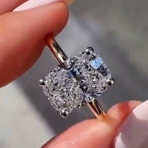 4.5 CT Elongated Cushion Cut Moissanite Engagement Ring | Vintage Art Deco Ring | 14K Gold Promise Ring | Anniversary Gift for Her